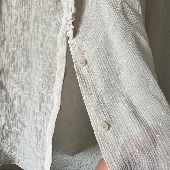 NWT Mango MNG Suit Silk Cream Long Sleeve Blouse Size 8 - Picture 11 of 12